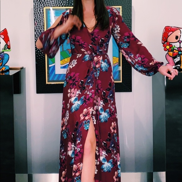 nicholas burgundy floral dress